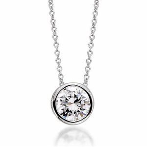 Minimalist 925 Sterling Silver Necklace w/ Clear CZ Gemstone 18” +